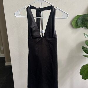 Motel Rocks Black Backless Halter Dress